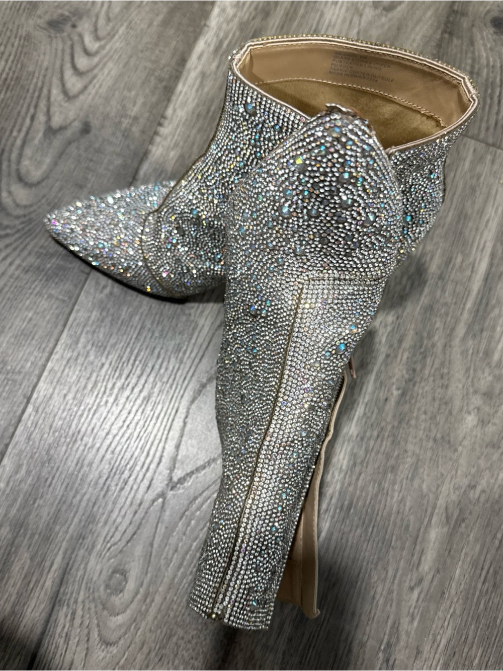 Betsey Johnson Silver Crystal-Embellished Ankle Booties